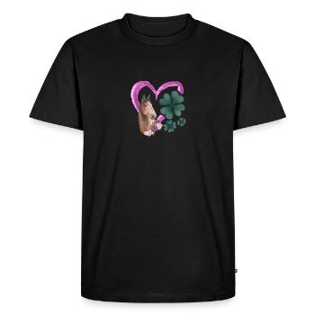 Horse Lover Heart Irish Shamrock - Men's Premium Organic T-Shirt - black - Front - Nico (187cm)