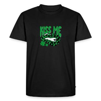 Kiss Me Lips Irish Shamrock Shamrock Saint - Men's Premium Organic T-Shirt - black - Front - Nico (187cm)