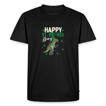 Happy St.Pat-Rex Day Saint Patrick Dinosaur - Men's Premium Organic T-Shirt - black - Front - Nico (187cm)