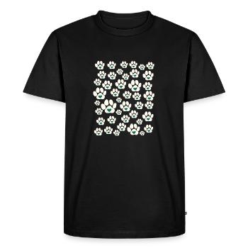 Petits tas de pattes de chiens avec des coeurs - T-shirt Premium bio Homme - noir - Devant - Nico (187cm)