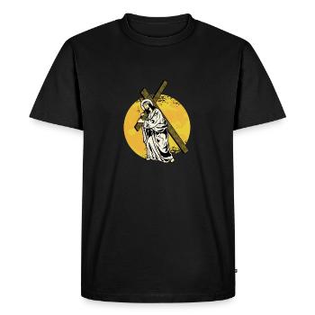 Et il sortit, portant sa propre croix - T-shirt Premium bio Homme - noir - Devant - Nico (187cm)