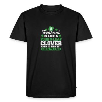 Une rousse est comme un trèfle à quatre feuilles - T-shirt Premium bio Homme - noir - Devant - Nico (187cm)