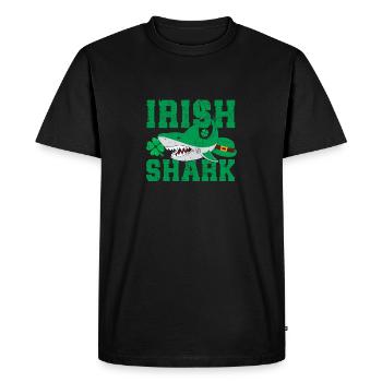 Irish Shark Green Funny St Patrick's Day Animal - Men's Premium Organic T-Shirt - black - Front - Nico (187cm)