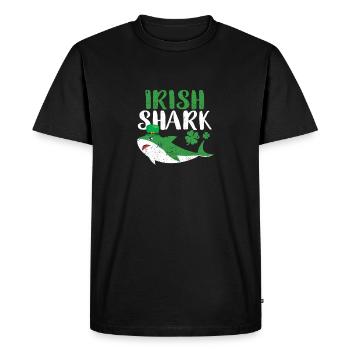 Irish Shark Green Funny St Patrick's Day Animal - Men's Premium Organic T-Shirt - black - Front - Nico (187cm)