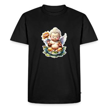 bébé Bouddha - meditation yoga relaxation - T-shirt Premium bio Homme - noir - Devant - Nico (187cm)