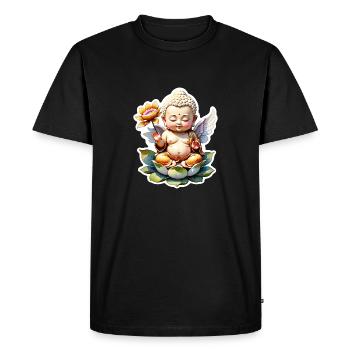 bébé Bouddha - meditation yoga relaxation - T-shirt Premium bio Homme - noir - Devant - Nico (187cm)