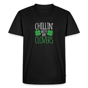 Chillin With My Shamrocks Funny Irish - Men's Premium Organic T-Shirt - black - Front - Nico (187cm)