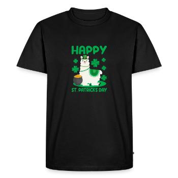 Happy St. Patrick's Day Llama Green Alpaca Lucky - Men's Premium Organic T-Shirt - black - Front - Nico (187cm)