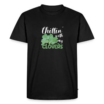 Chillin With My Shamrocks Funny Irish - Men's Premium Organic T-Shirt - black - Front - Nico (187cm)