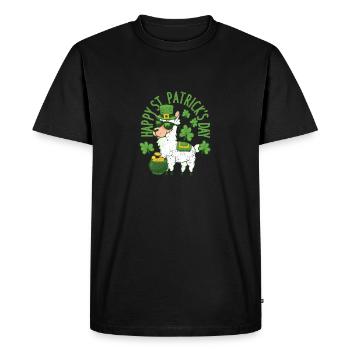 Happy St. Patrick's Day Llama Green Alpaca Lucky - Men's Premium Organic T-Shirt - black - Front - Nico (187cm)
