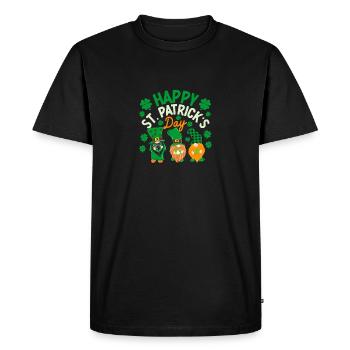Trois Gnomes irlandais trèfle St Patrick jour chanceux - T-shirt Premium bio Homme - noir - Devant - Nico (187cm)
