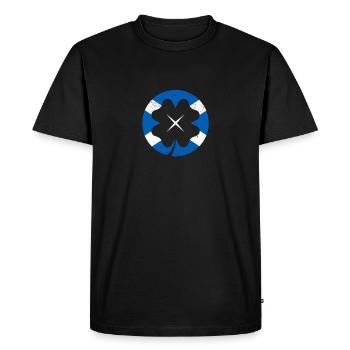 Scottish Flag Irish Shamrock Leaf - Men's Premium Organic T-Shirt - black - Front - Nico (187cm)