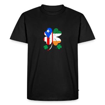 Drapeau portoricain irlandais trèfle d’Irlande - T-shirt Premium bio Homme - noir - Devant - Nico (187cm)