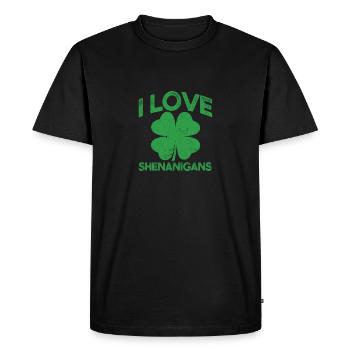 I Love Shenanigan's Funny Irish Shamrocks - Men's Premium Organic T-Shirt - black - Front - Nico (187cm)