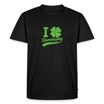 I Love Shenanigan's Funny Irish Shamrocks - Men's Premium Organic T-Shirt - black - Front - Nico (187cm)