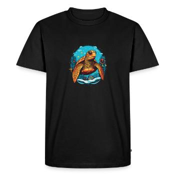 Tortue de mer avec Noël, tortues d’amour - T-shirt Premium bio Homme - noir - Devant - Nico (187cm)
