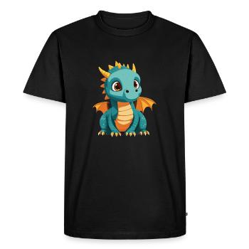 Mignon bébé dragon dans le style de dessin animé - T-shirt Premium bio Homme - noir - Devant - Nico (187cm)