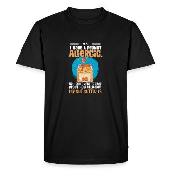 Oui, j’ai une allergie aux arachides. Awarene allergique aux noix - T-shirt Premium bio Homme - noir - Devant - Nico (187cm)