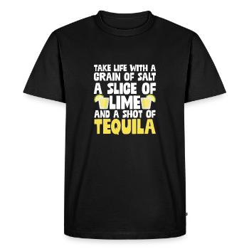 A Grain Of Salt, A Slice Of Lime _ Shot Of Tequila - Men's Premium Organic T-Shirt - black - Front - Nico (187cm)
