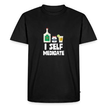 I Self Medicate Tequila Bottle Lime Salt Shot Pun - Men's Premium Organic T-Shirt - black - Front - Nico (187cm)