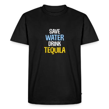 Save Water Drink Tequila Funny Mexican Alcohol - Men's Premium Organic T-Shirt - black - Front - Nico (187cm)