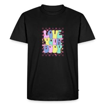 body positive - T-shirt Premium bio Homme - noir - Devant - Nico (187cm)