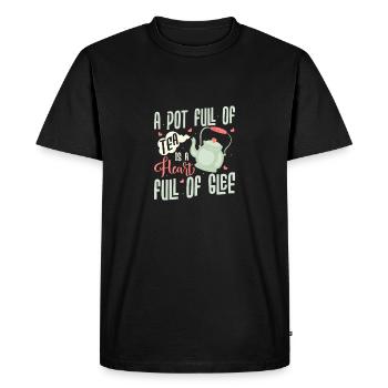Un pot plein de thé est un cœur plein de joie Tea Drin - T-shirt Premium bio Homme - noir - Devant - Nico (187cm)