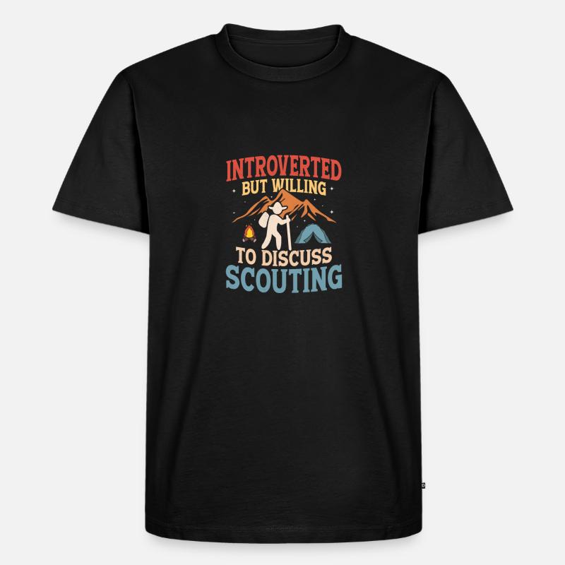 Introvert's Scouting Passion: Discussion Ready - Männer Premium Bio T-Shirt - Schwarz