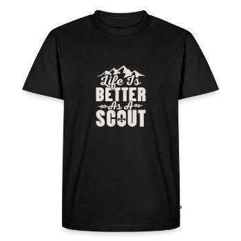 Scout's Life Upgrade: Better Every Day Tee - Men's Premium Organic T-Shirt - black - Front - Nico (187cm)