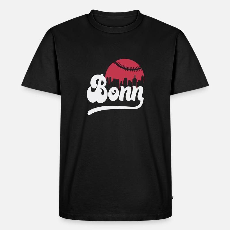 Baseball skyline Bonn - Männer Premium Bio T-Shirt - Schwarz