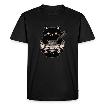 Ramen Powered Cat , classique - T-shirt Premium bio Homme - noir - Devant - Nico (187cm)