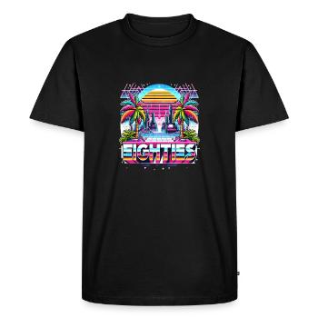 Eighties 80 ́s 80s - Men's Premium Organic T-Shirt - black - Front - Nico (187cm)