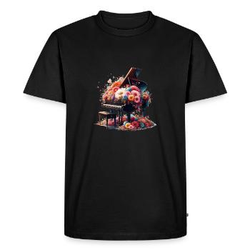 Wings surrounded by colorful flowers - Men's Premium Organic T-Shirt - black - Front - Nico (187cm)