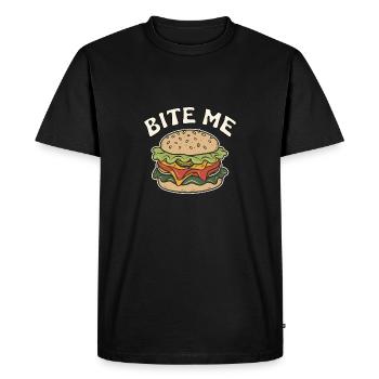 BURGER BITE ME - Men's Premium Organic T-Shirt - black - Front - Nico (187cm)