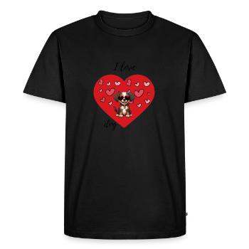 Valentine's Day Dog - Men's Premium Organic T-Shirt - black - Front - Nico (187cm)