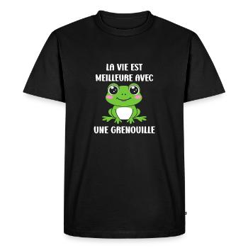 Petite grenouille - T-shirt Premium bio Homme - noir - Devant - Nico (187cm)