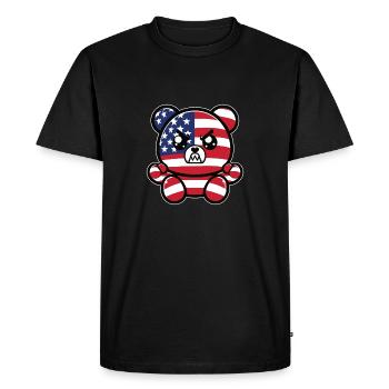 Angry bear cloured as American flag - Men's Premium Organic T-Shirt - black - Front - Nico (187cm)