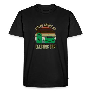 Posez-moi des questions sur ma voiture électrique Driver EV Car - T-shirt Premium bio Homme - noir - Devant - Nico (187cm)
