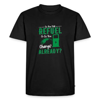 Faites-vous toujours le plein ou chargez-vous déjà ? EV C - T-shirt Premium bio Homme - noir - Devant - Nico (187cm)