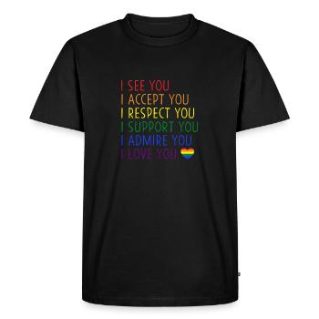 Je vois Accepter Respecter Soutenir Admirer Je t’aime LGBTQ - T-shirt Premium bio Homme - noir - Devant - Nico (187cm)