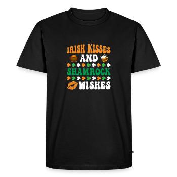 Irish Kisses And Shamrock Wishes St. Patrick's Day - Men's Premium Organic T-Shirt - black - Front - Nico (187cm)