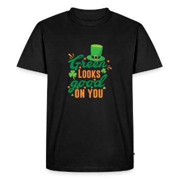 Green Looks Good On You St. Patrick's Day - Men's Premium Organic T-Shirt - black - Front - Nico (187cm)