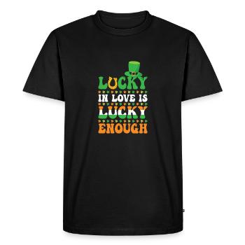 Lucky In Love Is Lucky Enough St. Patrick's Day - Men's Premium Organic T-Shirt - black - Front - Nico (187cm)