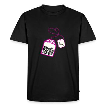 Sachet de thé rose coeur - T-shirt Premium bio Homme - noir - Devant - Nico (187cm)