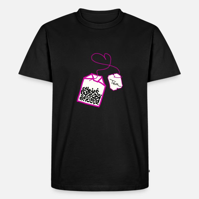 Teebeutel im Herz pink - Männer Premium Bio T-Shirt - Schwarz