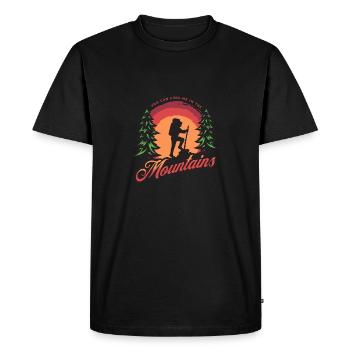 Randonnée dans les montagnes Aventure en plein air - T-shirt Premium bio Homme - noir - Devant - Nico (187cm)