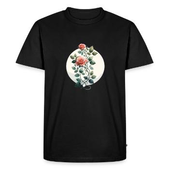 Vigne rose dessinée - T-shirt Premium bio Homme - noir - Devant - Nico (187cm)