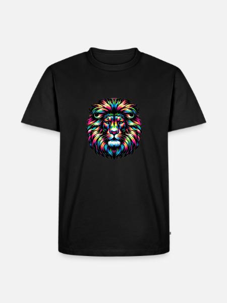 Löwe - Männer Premium Bio T-Shirt - Schwarz