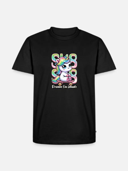Einhorn Skateboarding - Männer Premium Bio T-Shirt - Schwarz
