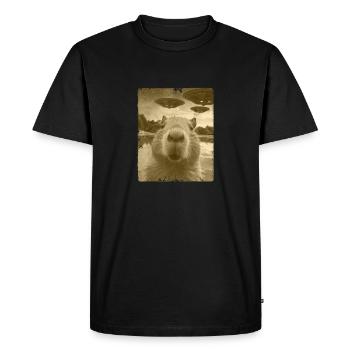 Selfie drôle de Capybara - T-shirt Premium bio Homme - noir - Devant - Nico (187cm)